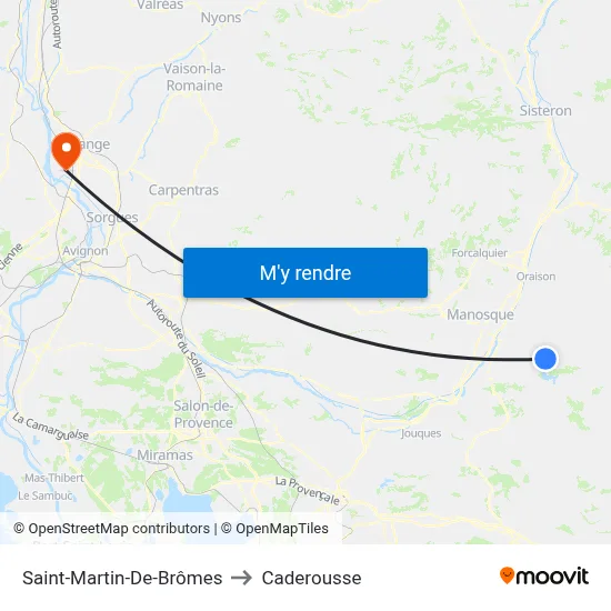 Saint-Martin-De-Brômes to Caderousse map
