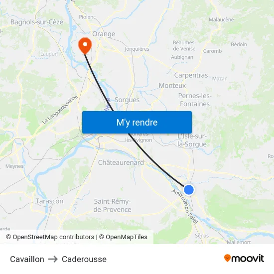 Cavaillon to Caderousse map