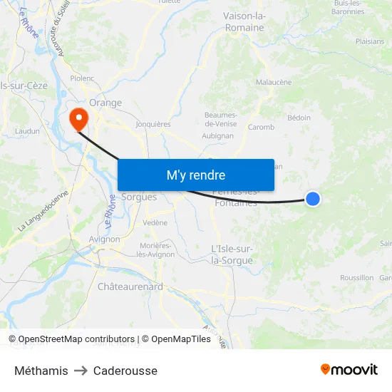 Méthamis to Caderousse map