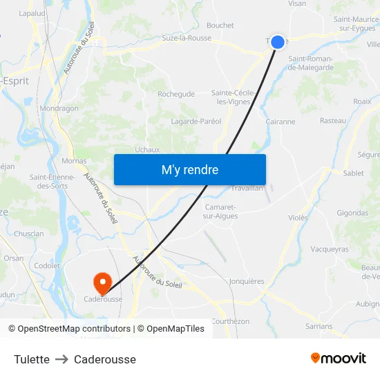Tulette to Caderousse map