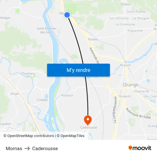 Mornas to Caderousse map