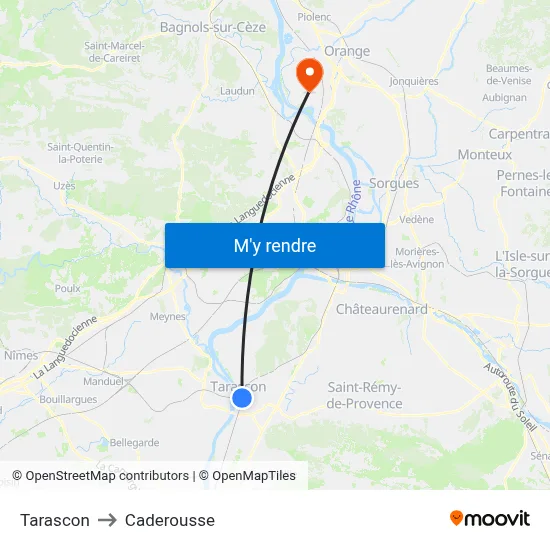 Tarascon to Caderousse map