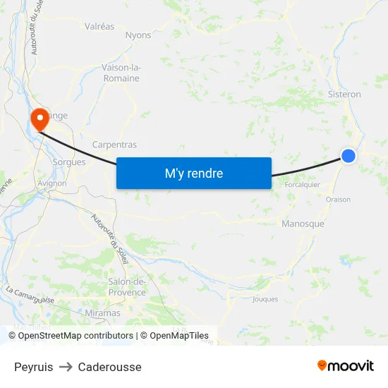 Peyruis to Caderousse map