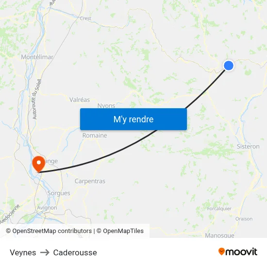 Veynes to Caderousse map