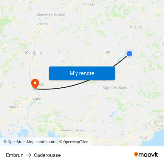 Embrun to Caderousse map