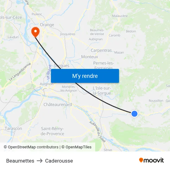 Beaumettes to Caderousse map