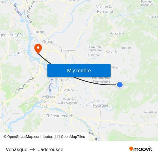 Venasque to Caderousse map