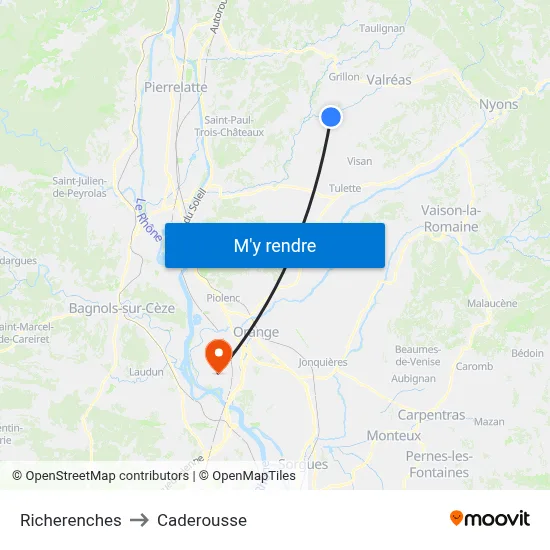 Richerenches to Caderousse map