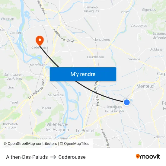 Althen-Des-Paluds to Caderousse map