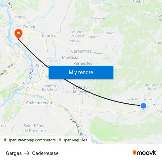 Gargas to Caderousse map
