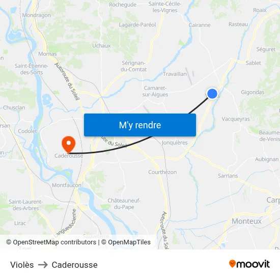 Violès to Caderousse map