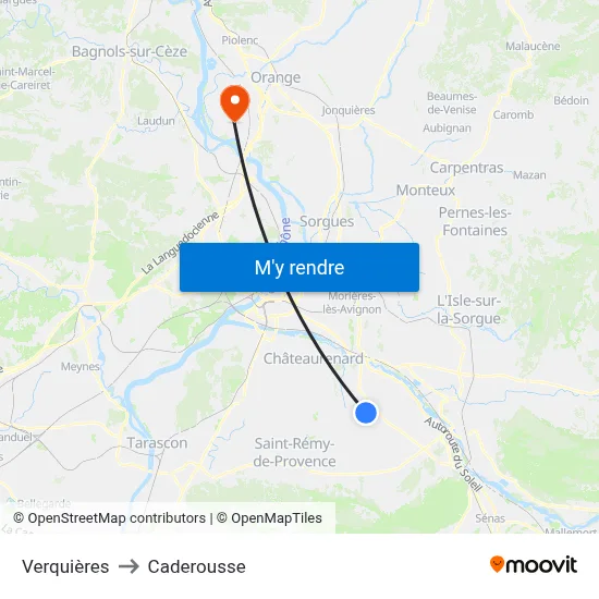 Verquières to Caderousse map