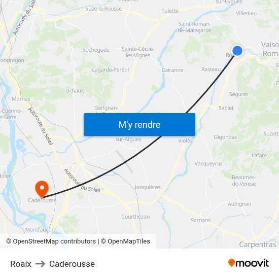 Roaix to Caderousse map