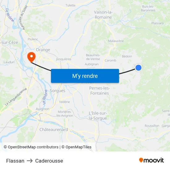 Flassan to Caderousse map
