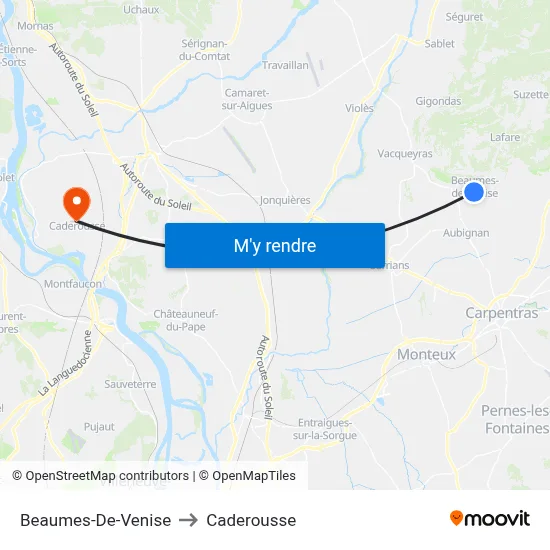 Beaumes-De-Venise to Caderousse map