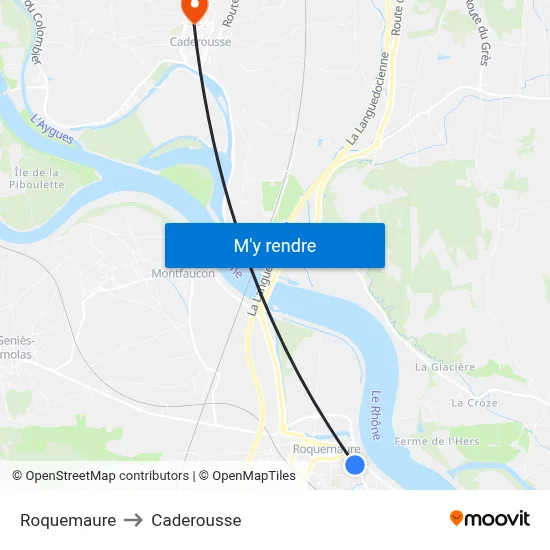 Roquemaure to Caderousse map