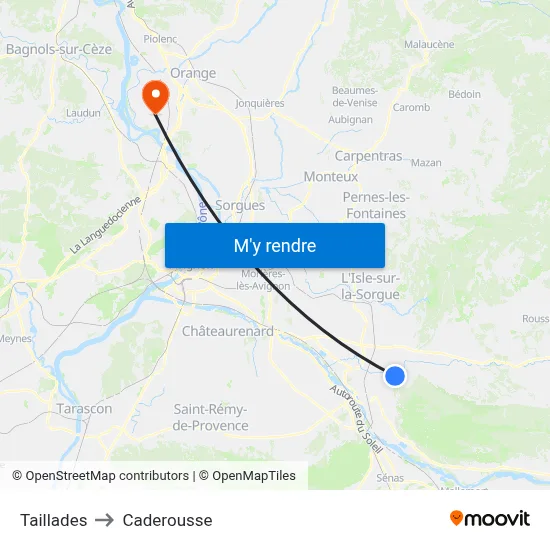 Taillades to Caderousse map