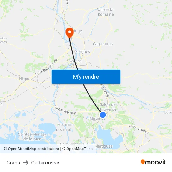 Grans to Caderousse map