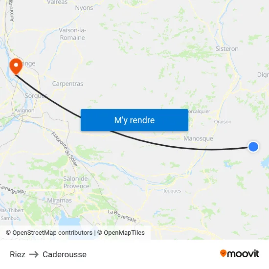 Riez to Caderousse map