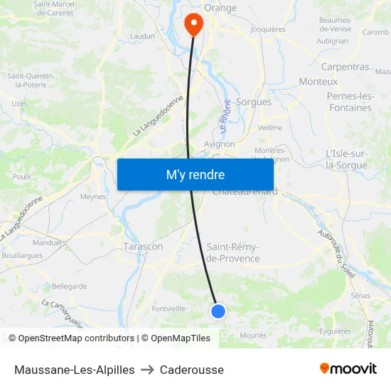 Maussane-Les-Alpilles to Caderousse map
