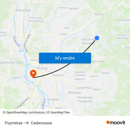 Puyméras to Caderousse map