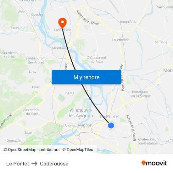 Le Pontet to Caderousse map