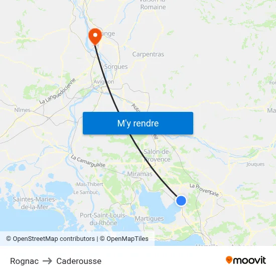 Rognac to Caderousse map