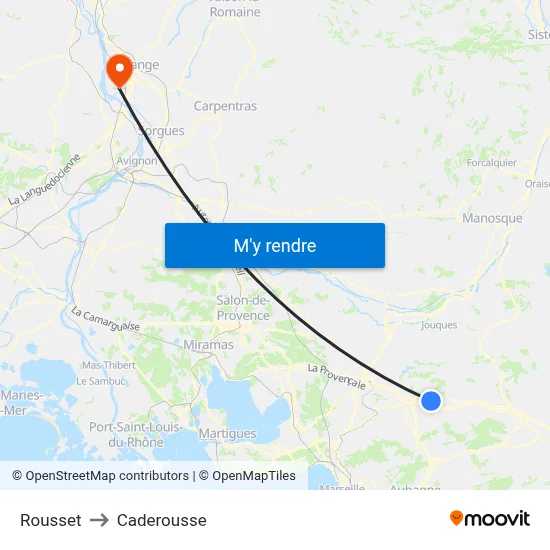 Rousset to Caderousse map