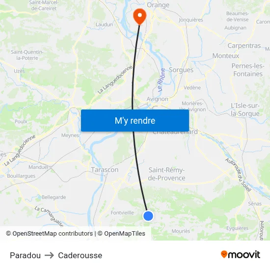 Paradou to Caderousse map