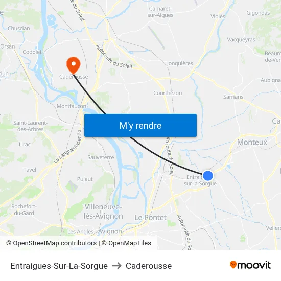 Entraigues-Sur-La-Sorgue to Caderousse map