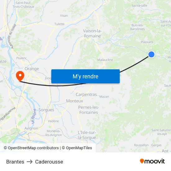Brantes to Caderousse map