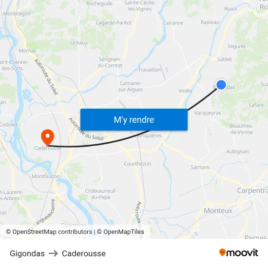 Gigondas to Caderousse map