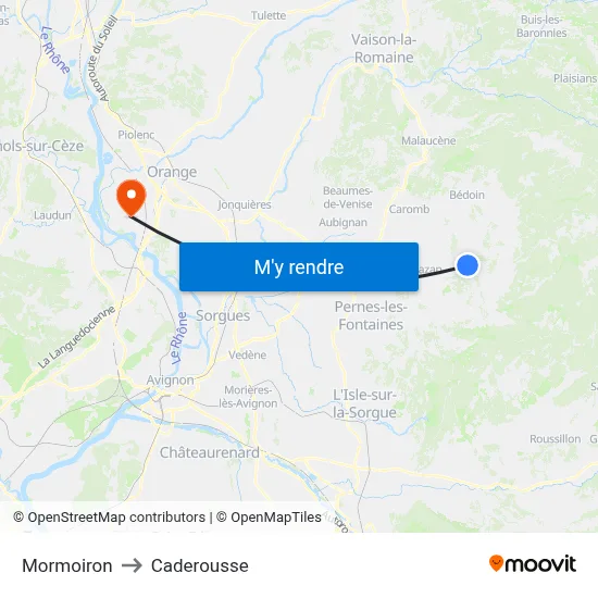 Mormoiron to Caderousse map