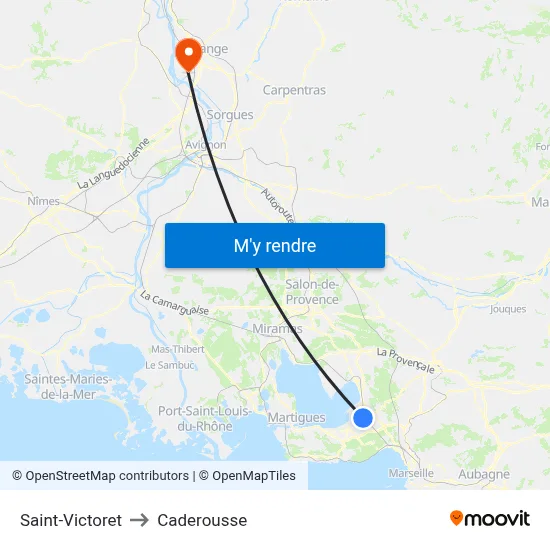 Saint-Victoret to Caderousse map