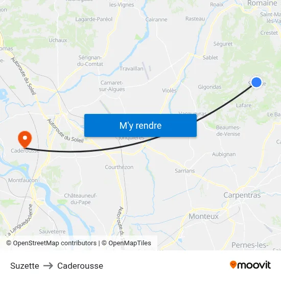 Suzette to Caderousse map