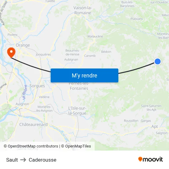 Sault to Caderousse map
