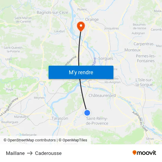 Maillane to Caderousse map