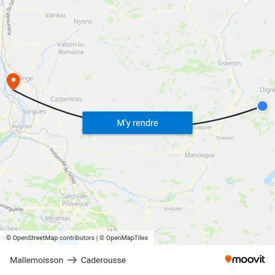 Mallemoisson to Caderousse map