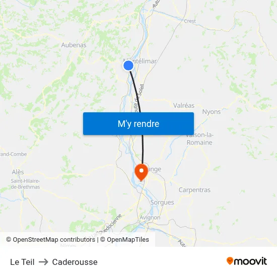 Le Teil to Caderousse map