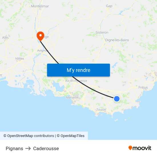 Pignans to Caderousse map
