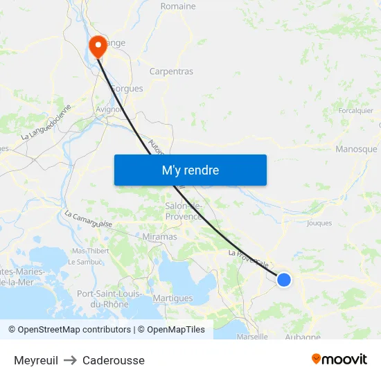 Meyreuil to Caderousse map