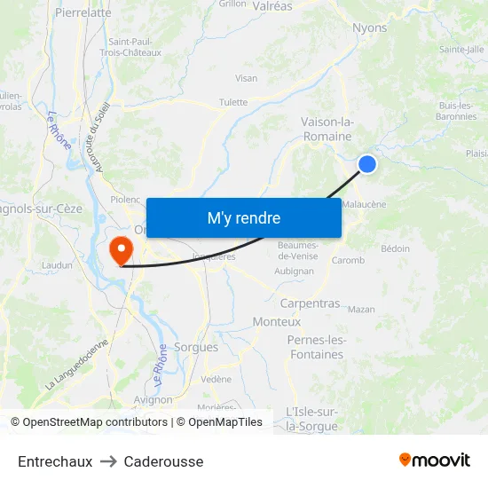 Entrechaux to Caderousse map
