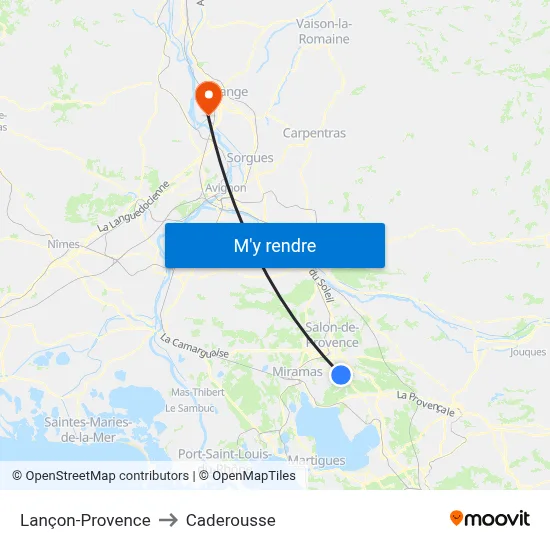 Lançon-Provence to Caderousse map