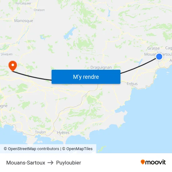 Mouans-Sartoux to Puyloubier map