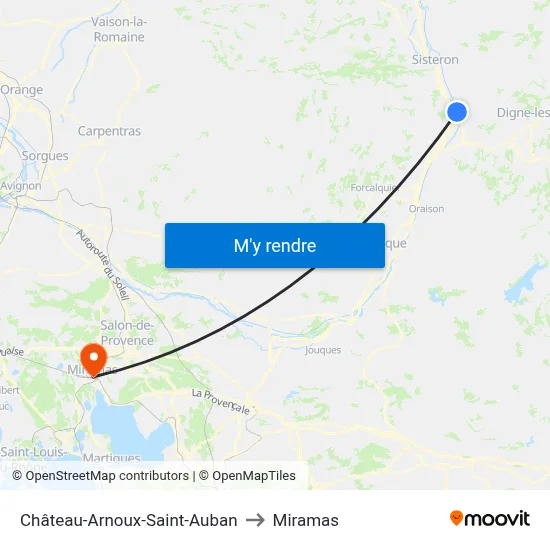 Château-Arnoux-Saint-Auban to Miramas map