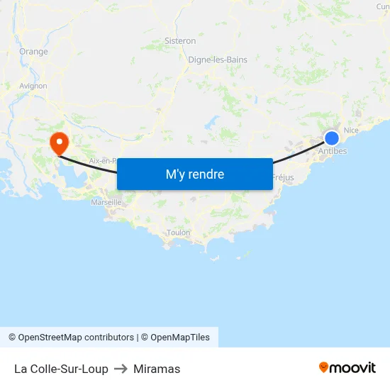 La Colle-Sur-Loup to Miramas map