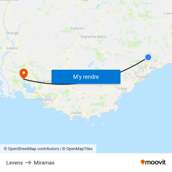 Levens to Miramas map