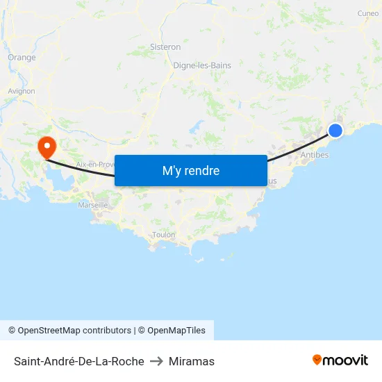 Saint-André-De-La-Roche to Miramas map