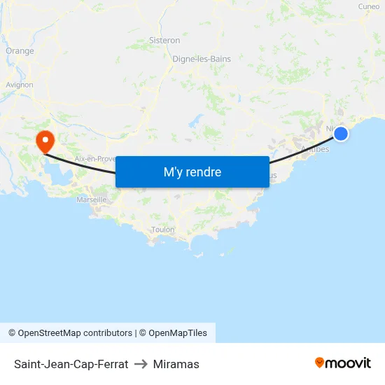 Saint-Jean-Cap-Ferrat to Miramas map