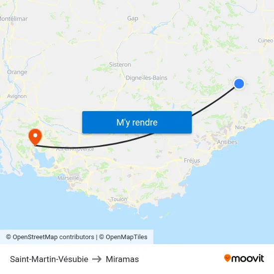 Saint-Martin-Vésubie to Miramas map